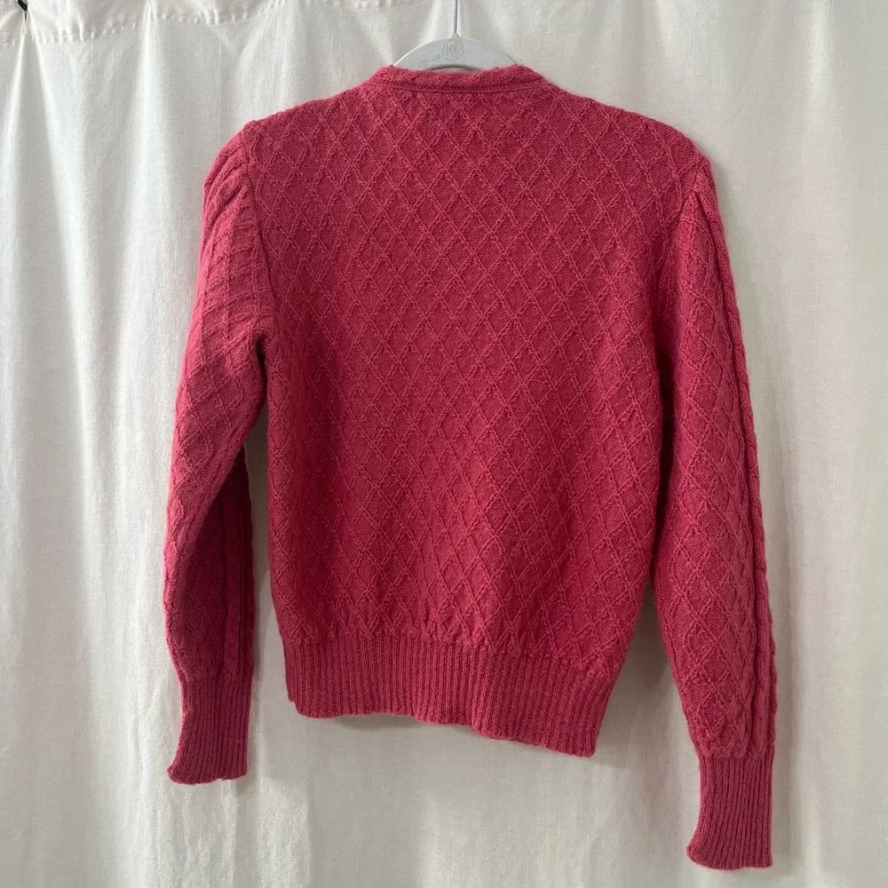 Peruvian Connection Raspberry Cable Knit Cardigan - Picture 3 of 3